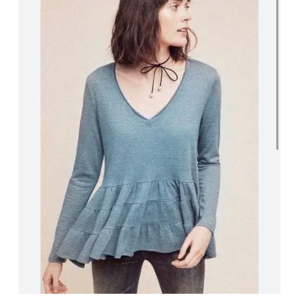 Anthropologie Deletta Thea Peplum Knit Top Size Small